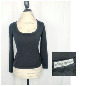 Vintage Dolce Gabbana Black Knit Sweater Small Wool Long Sleeve